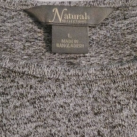 Natural Reflections, Size L, Heathered Grey, Lightweight Sweater with 3/4 Sleeve - Picture 5 of 9
